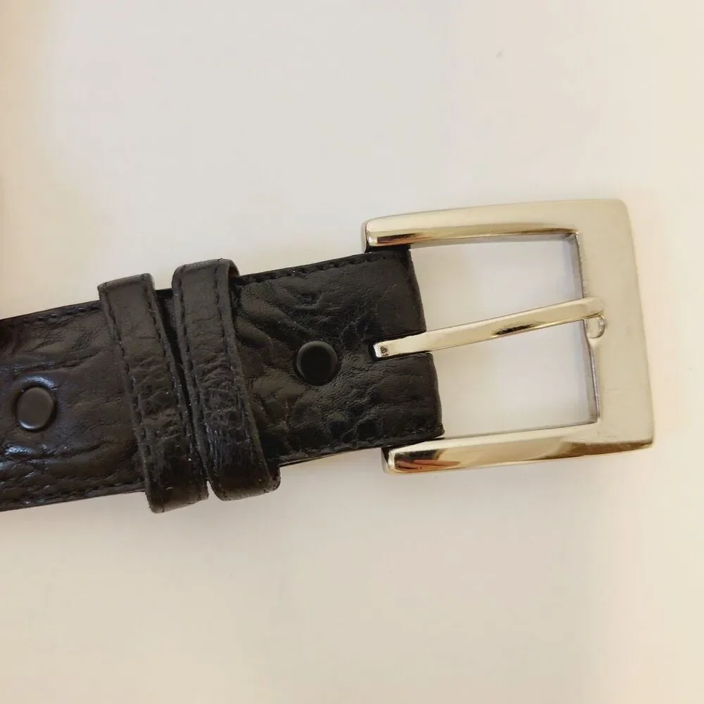 Monticelli Genuine Bison Leather Belt Black Size 40 Solid Brass Buckle Made USA